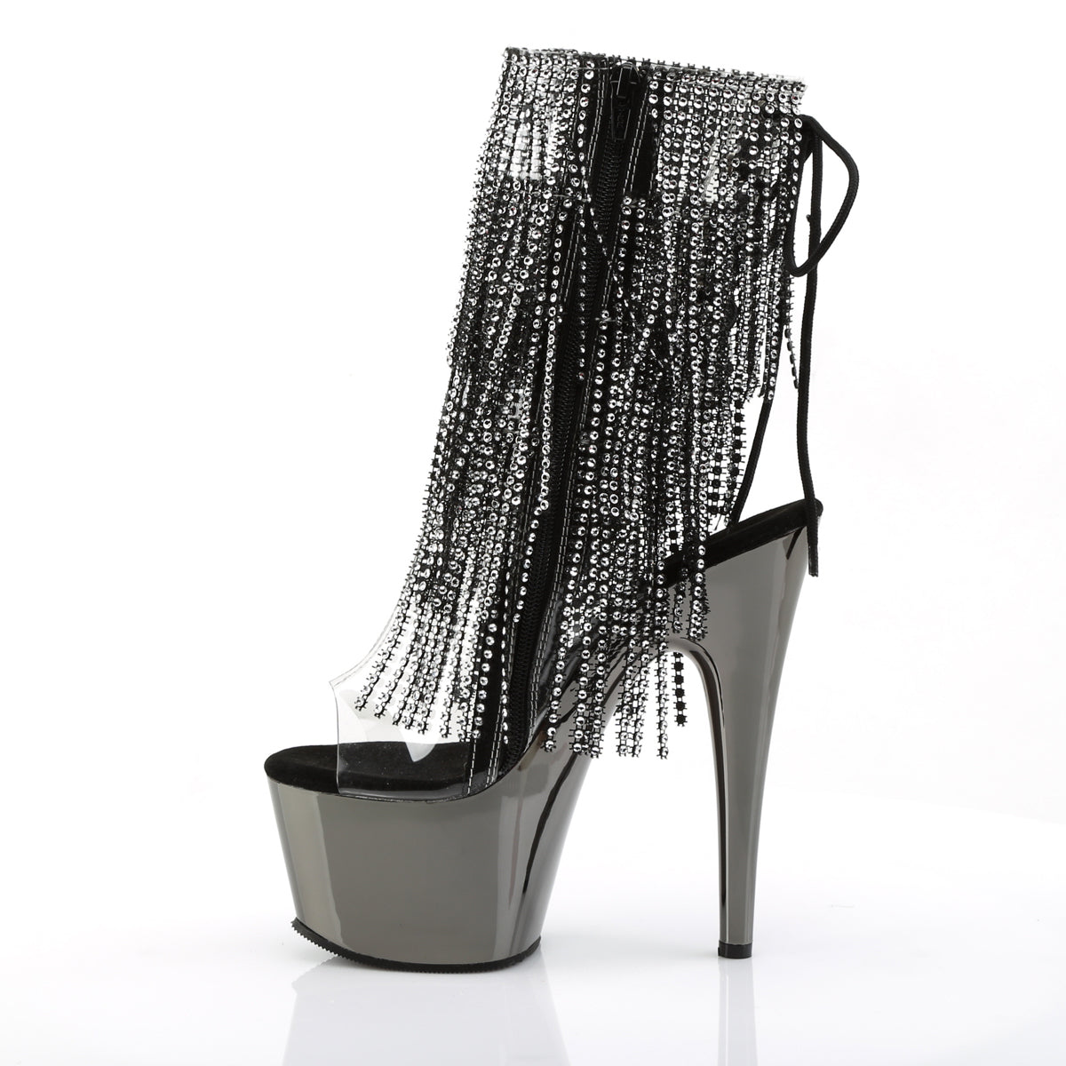 Pleaser Stivaletti da donna ADORE-1017RSF CLR-BLK / Chrome in peltro scuro