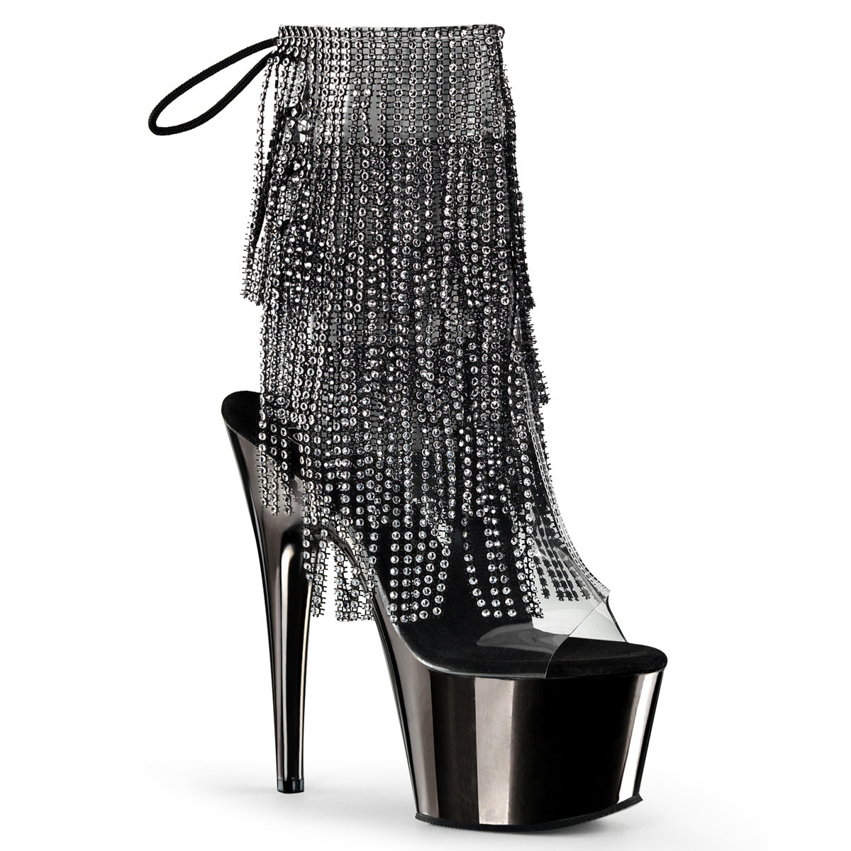 Pleaser Stivaletti da donna ADORE-1017RSF CLR-BLK / Chrome in peltro scuro