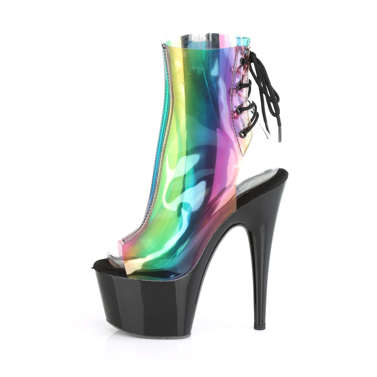 Pleaser Stivaletti da donna ADORE-1018c-rb. Rainbow PVC / BLK.
