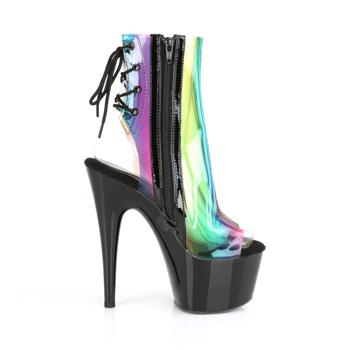 Pleaser Stivaletti da donna ADORE-1018c-rb. Rainbow PVC / BLK.