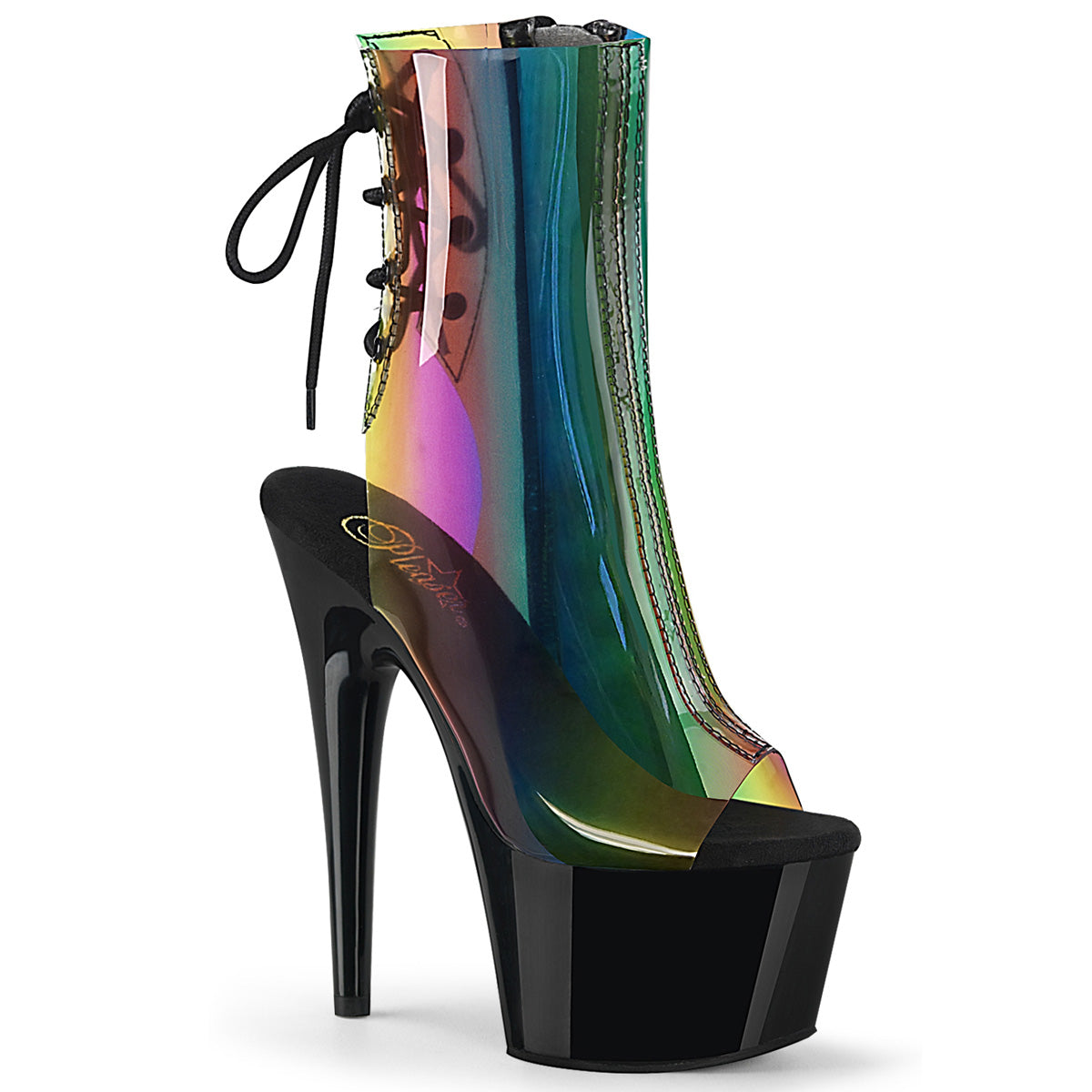Pleaser Stivaletti da donna ADORE-1018c-rb. Rainbow PVC / BLK.