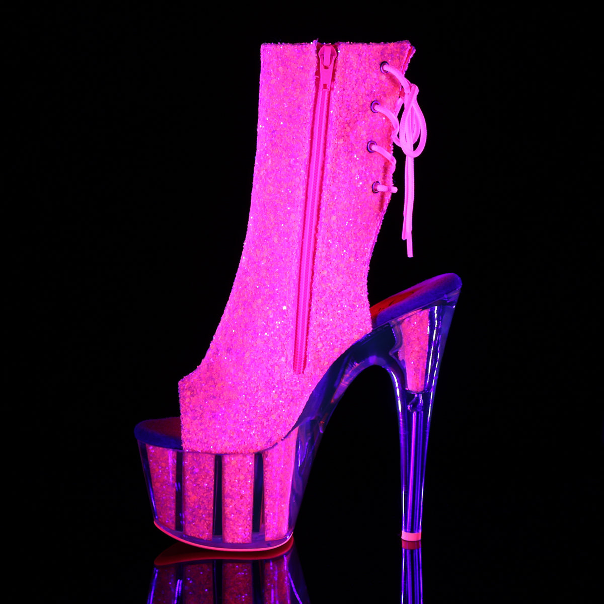 Pleaser Stivaletti da donna ADORE-1018G Neon rosa glitter / scintillio rosa neon