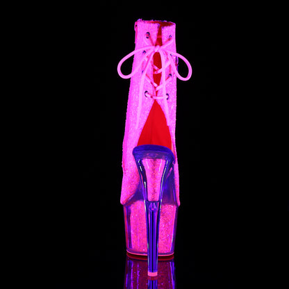 Pleaser Womens Ankle Boots ADORE-1018G Neon Pink Glitter/Neon Pink Glitter