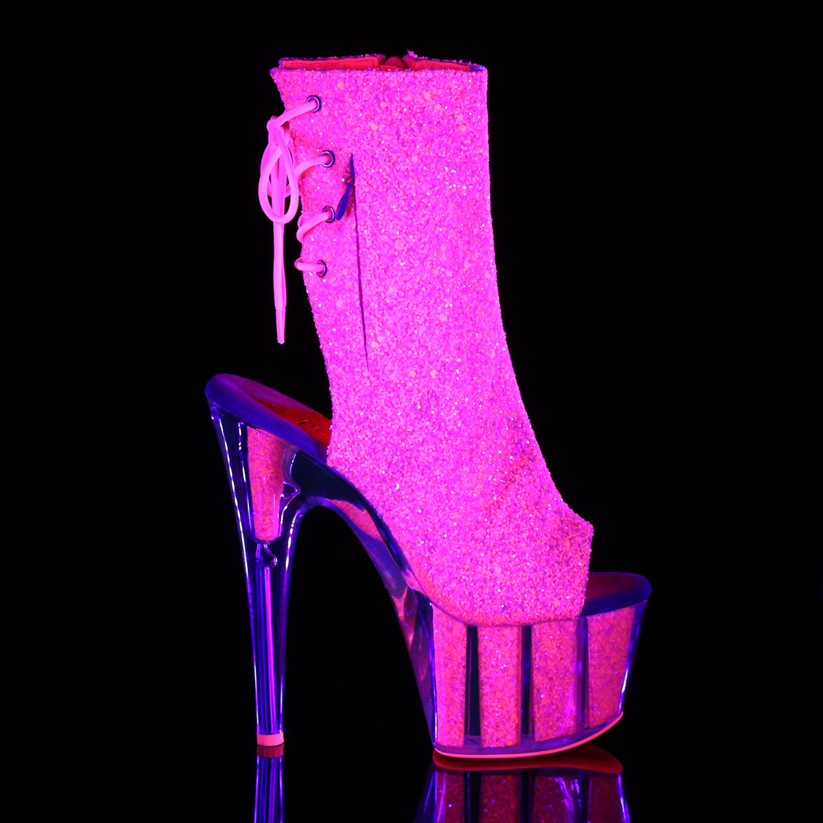 Pleaser Stivaletti da donna ADORE-1018G Neon rosa glitter / scintillio rosa neon