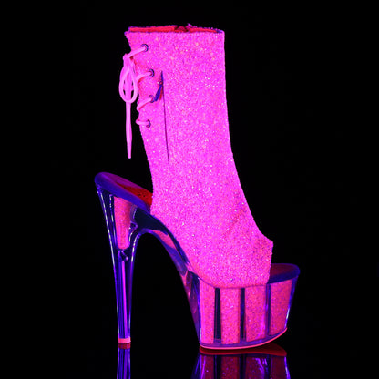 Pleaser Womens Ankle Boots ADORE-1018G Neon Pink Glitter/Neon Pink Glitter