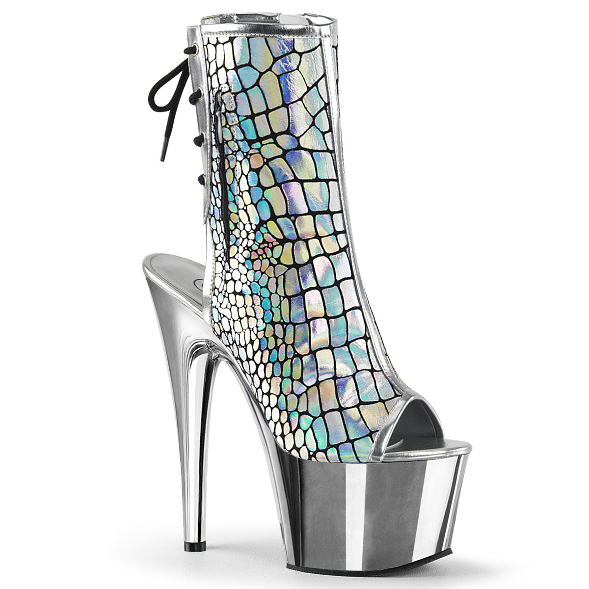 Pleaser Stivaletti da donna ADORE-1018HG Hologram SLV OSTRICH PU / SLV cromato