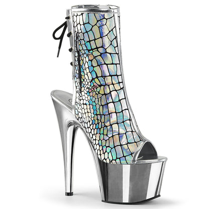 Pleaser Stivaletti da donna ADORE-1018HG Hologram SLV OSTRICH PU / SLV cromato