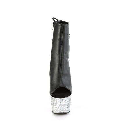 Pleaser   ADORE-1018lg blk fux in pelle/slv multi glitter