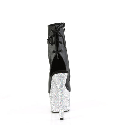 Pleaser   ADORE-1018lg blk fux in pelle/slv multi glitter