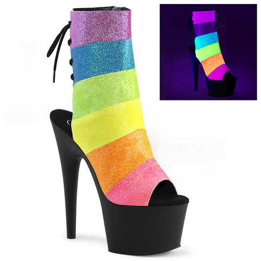 Pleaser Stivaletti da donna ADORE-1018Rbg. Rainbow Multi glitter / Blk