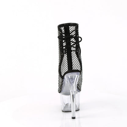 Pleaser  Ankle Boots ADORE-1018RM Blk Faux Suede-RS Mesh/Clr