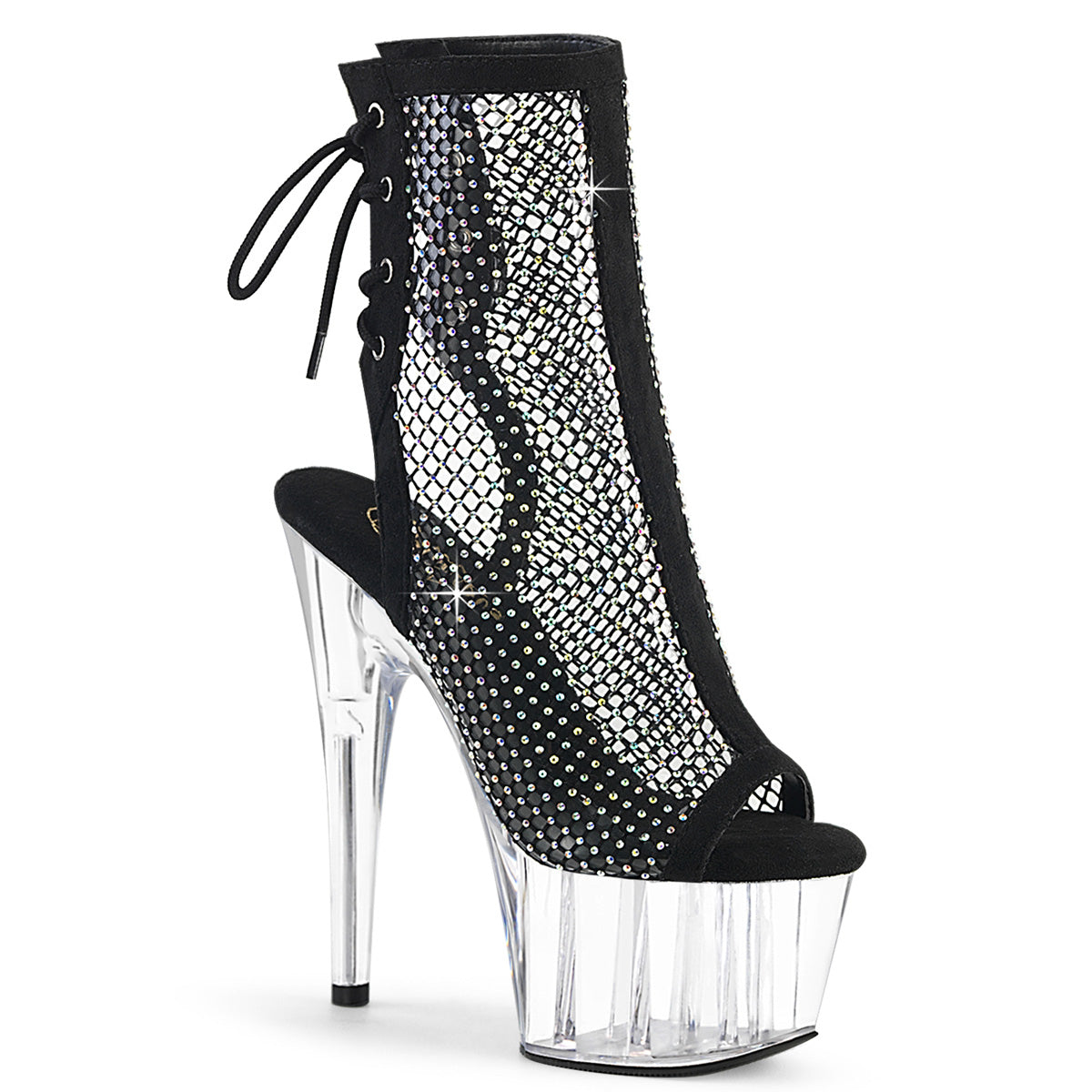 Pleaser  Ankle Boots ADORE-1018RM Blk Faux Suede-RS Mesh/Clr