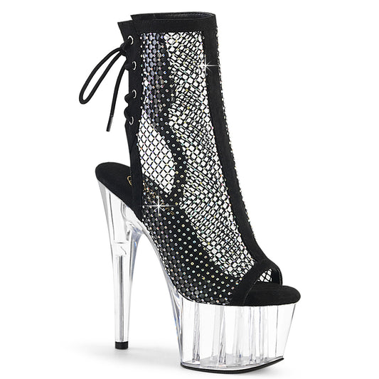 Pleaser  Ankle Boots ADORE-1018RM Blk Faux Suede-RS Mesh/Clr