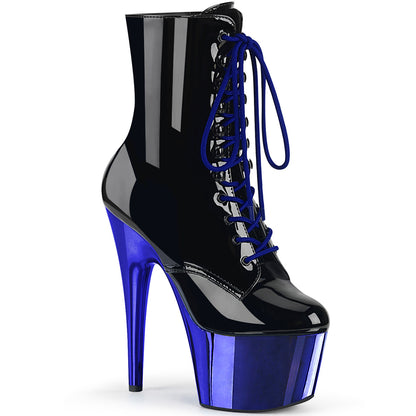 Pleaser Stivaletti da donna ADORE-1020 BLK PAT / Royal Blue Chrome