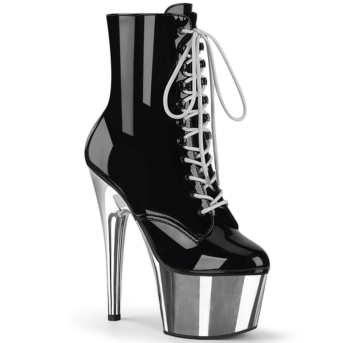 Pleaser Stivaletti da donna ADORE-1020 BLK PAT / SLV Chrome