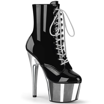 Pleaser Stivaletti da donna ADORE-1020 BLK PAT / SLV Chrome