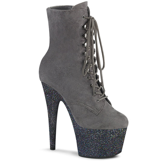 Pleaser Stivaletti da donna ADORE-1020FSMG grigio in finto pelle scamosciata / grigio multi mini glitter