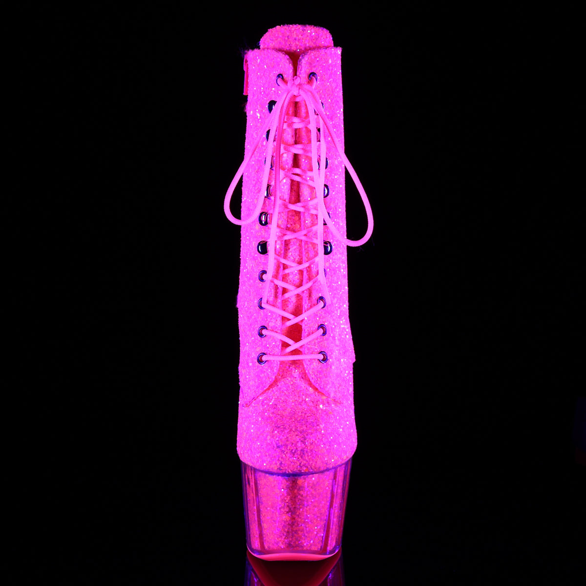 Pleaser Womens Ankle Boots ADORE-1020G Neon Pink Glitter/Neon Pink Glitter