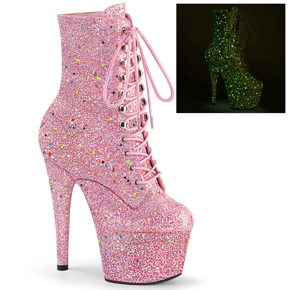 Pleaser Stivaletti da donna ADORE-1020GDLG rosa multi glitter / rosa multi glitter