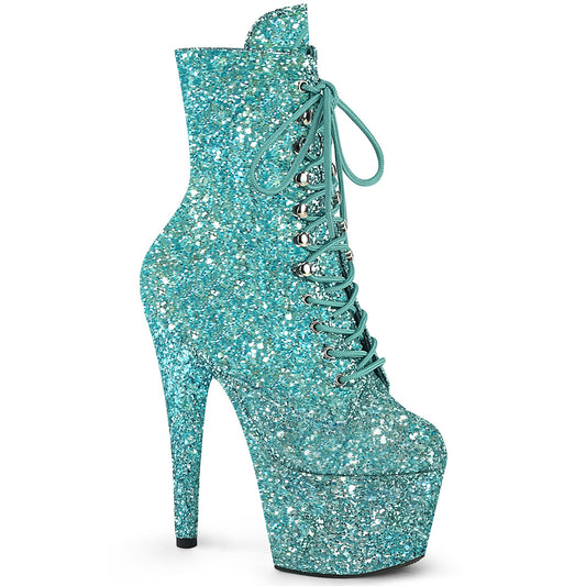 Pleaser Women's Platform Shoes ADORE-1020GWR Turquoise Glitter/Turquoise Glitter