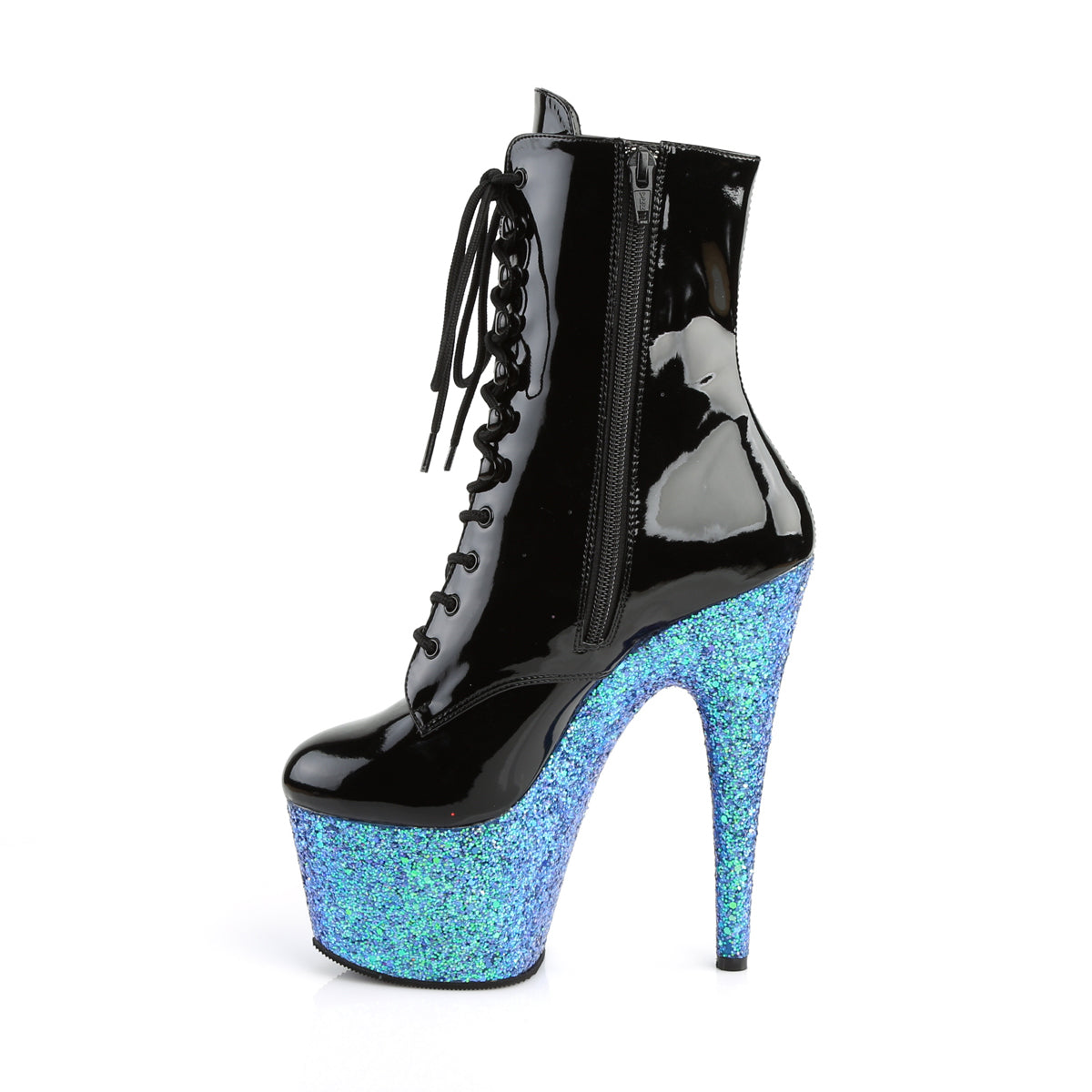 Pleaser Stivaletti da donna ADORE-1020Lg BLK PAT / Blue Multitter