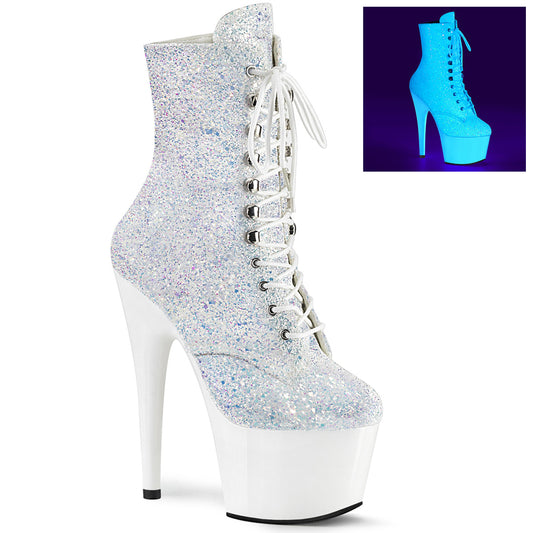Pleaser Stivaletti da donna ADORE-1020LG neon bianco multi glitter / neon bianco