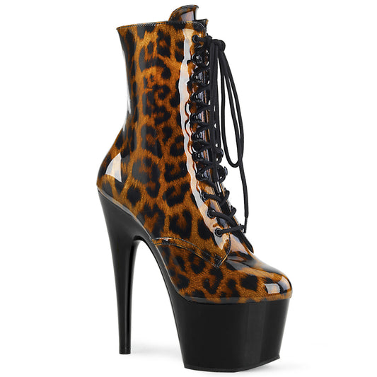 Pleaser Stivaletti da donna ADORE-1020LP Brown-Blk Leopard Pat / BLK