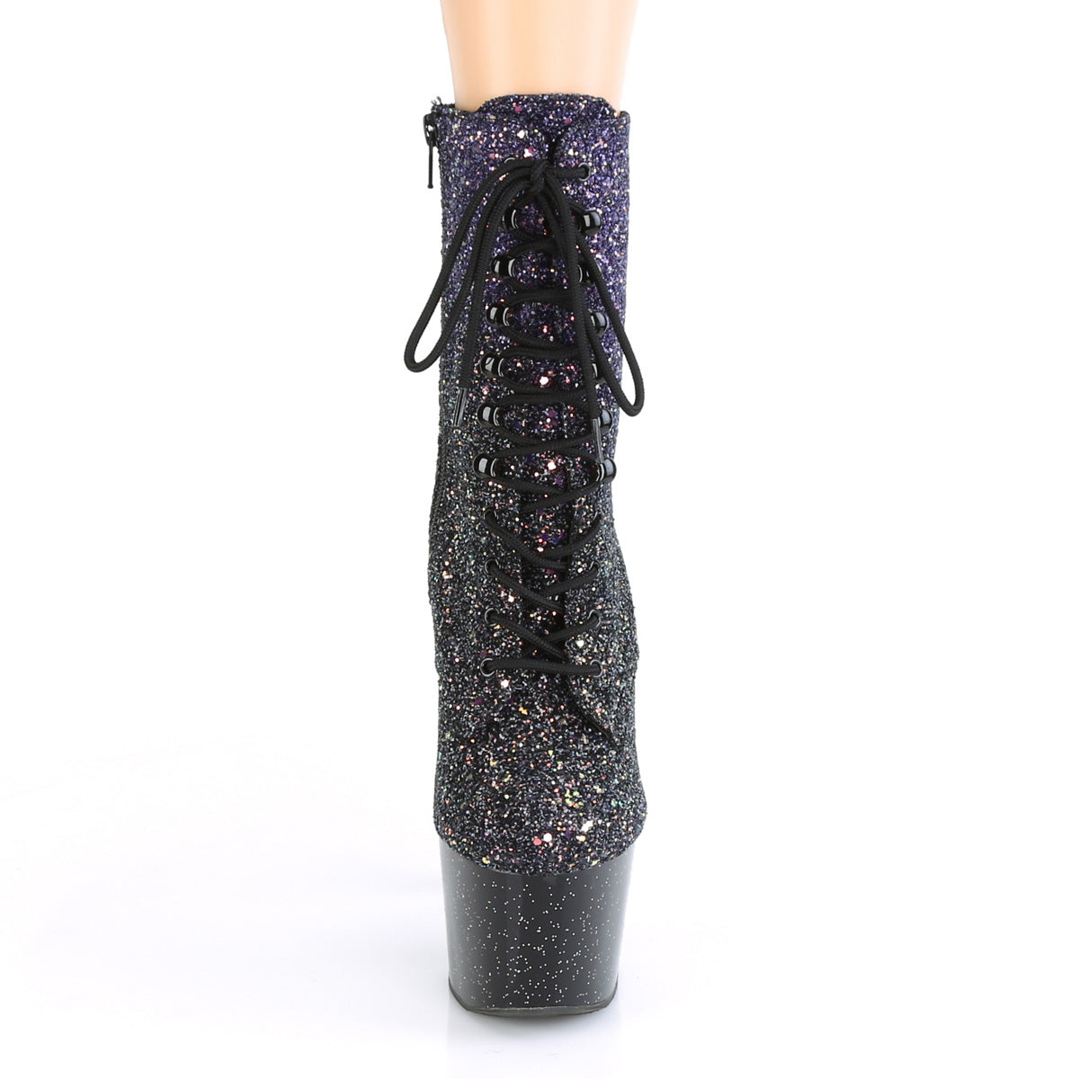 Pleaser Womens Ankle Boots ADORE-1020OMBG Purple Multi Glitter/Blk
