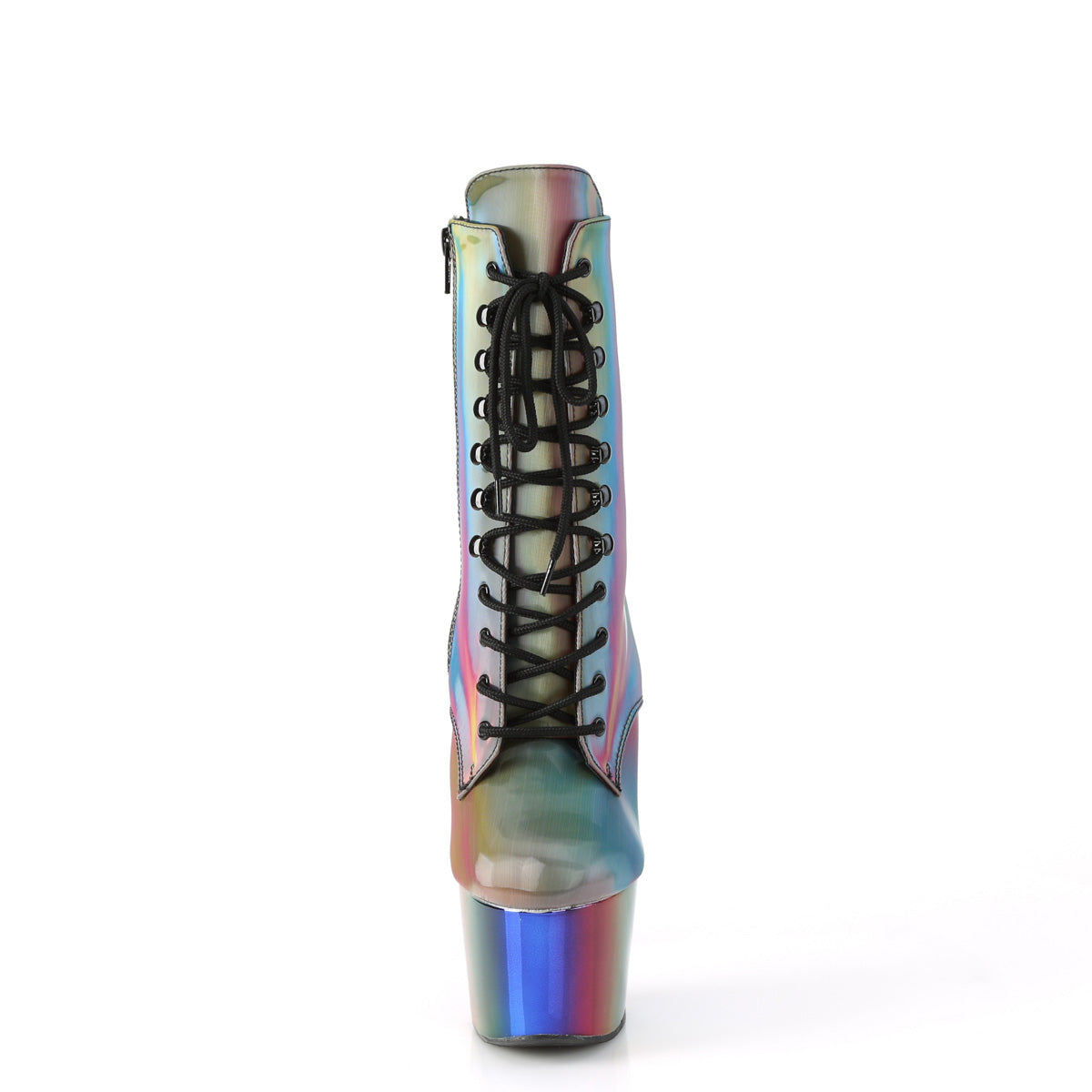 Pleaser Womens Ankle Boots ADORE-1020RC-REFL Rainbow Riflettive/Rainbow Chrome
