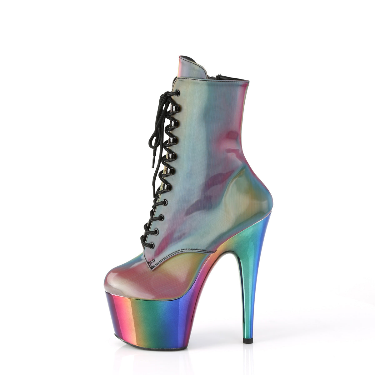 Pleaser Womens Ankle Boots ADORE-1020RC-REFL Rainbow Riflettive/Rainbow Chrome