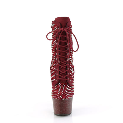 Pleaser Women's Platform Shoes ADORE-1020RM Burgundy Faux Suede-RS Mesh/Burgundy Mat