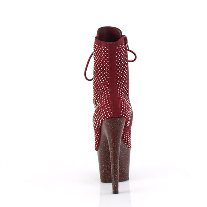 Pleaser Women's Platform Shoes ADORE-1020RM Burgundy Faux Suede-RS Mesh/Burgundy Mat