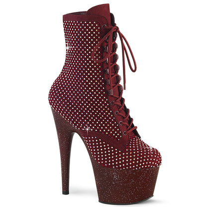 Pleaser Women's Platform Shoes ADORE-1020RM Burgundy Faux Suede-RS Mesh/Burgundy Mat
