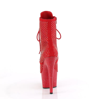 Pleaser Women's Platform Shoes ADORE-1020RM Red Faux Suede-RS Mesh/Red Matte