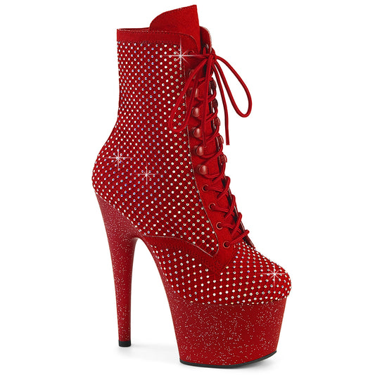 Pleaser Women's Platform Shoes ADORE-1020RM Red Faux Suede-RS Mesh/Red Matte