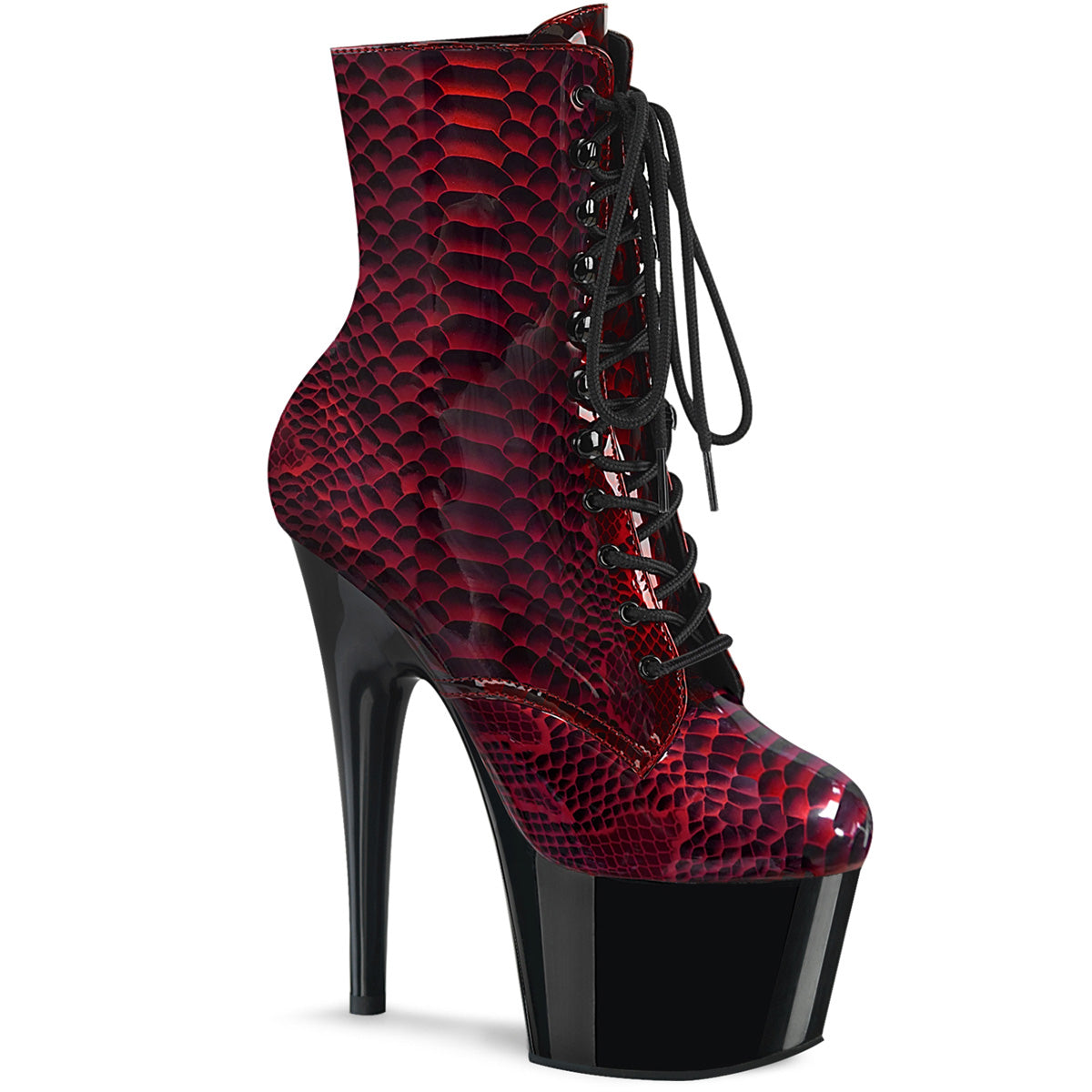 Pleaser Stivaletti da donna ADORE-1020SP Stampa rossa Snake Pat / Blk