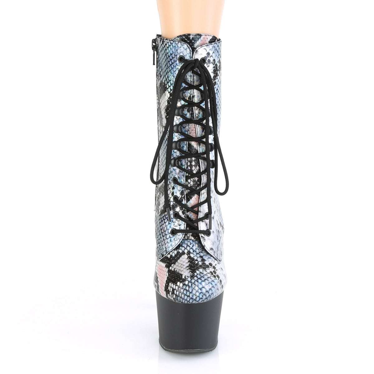 Pleaser Stivaletti da donna ADORE-1020SP SLV Holo Snake Print / Blk Matte