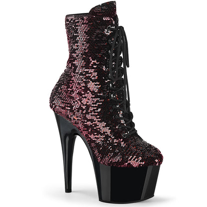 Pleaser Stivaletti da donna ADORE-1020SQ BLK-RED Flip Paillettes / Blk.