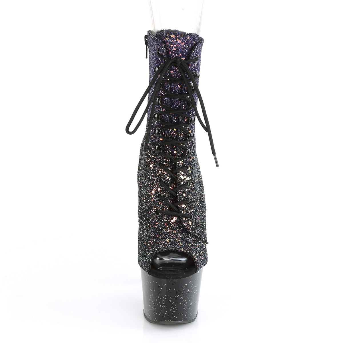 Pleaser Womens Ankle Boots ADORE-1021OMBG Purple Multi Glitter/Blk
