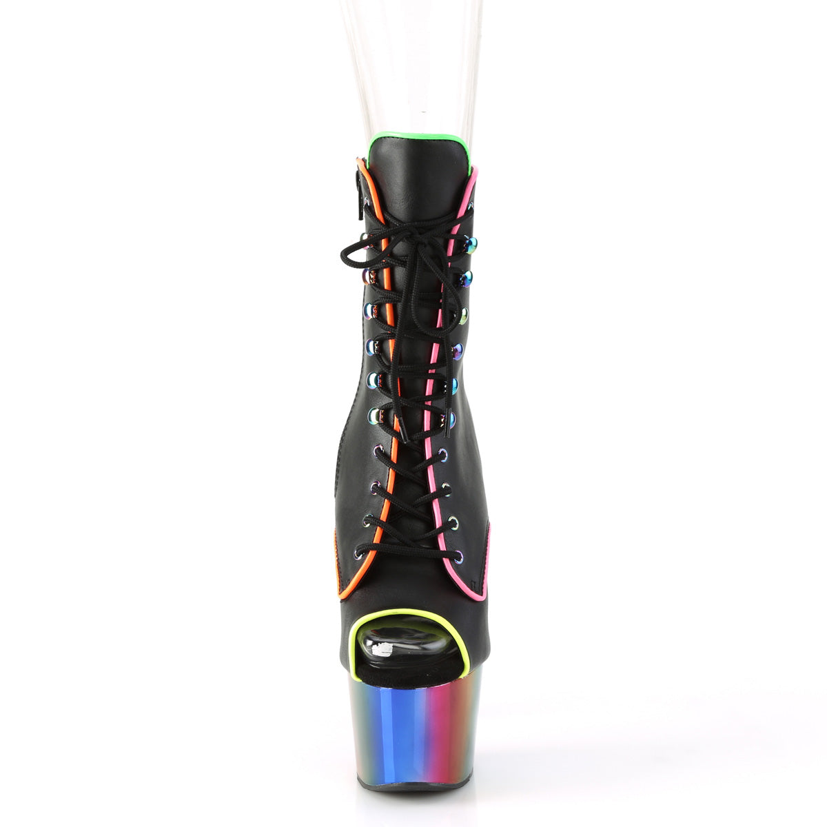 Pleaser Stivaletti da donna ADORE-1021RC-02 BLK in ecopelle /Rainbow Cromo