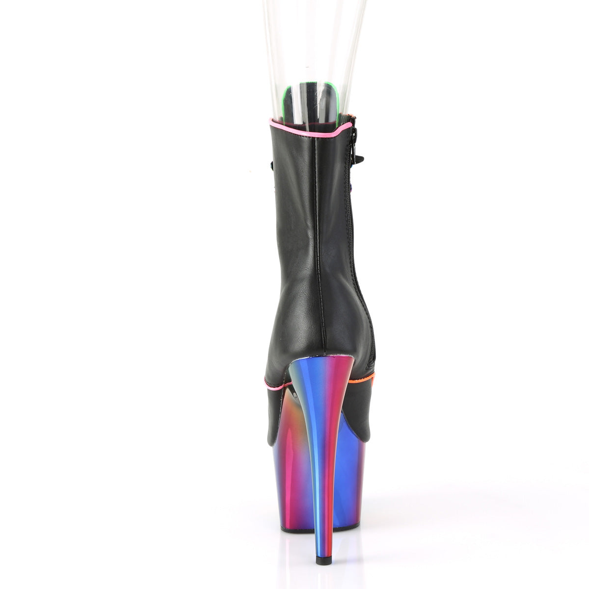 Pleaser Stivaletti da donna ADORE-1021RC-02 BLK in ecopelle /Rainbow Cromo