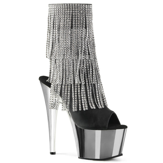Pleaser Stivaletti da donna ADORE-1024RSF BLK BLK Pelle-Pelle-SLV / SLV Chrome