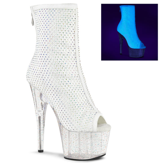 Pleaser Womens Ankle Boots ADORE-1031GM Wht Fabric-RS Mesh/Clr