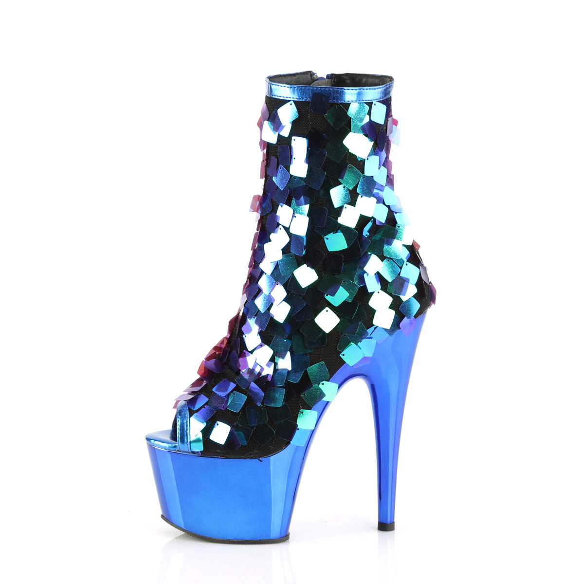 Pleaser Stivaletti da donna ADORE-1031SSQ IRI.GREEN Paillettes-R.Blue MetPU / R.Bluechrome