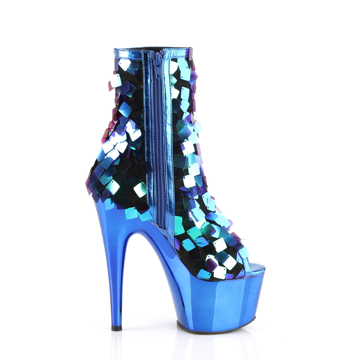 Pleaser Stivaletti da donna ADORE-1031SSQ IRI.GREEN Paillettes-R.Blue MetPU / R.Bluechrome
