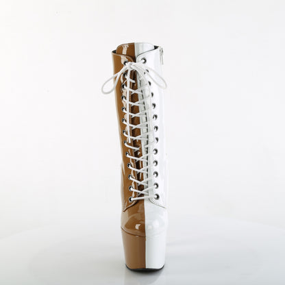 Pleaser   ADORE-1040TT Taupe-Wht Pat/Taupe-Wht
