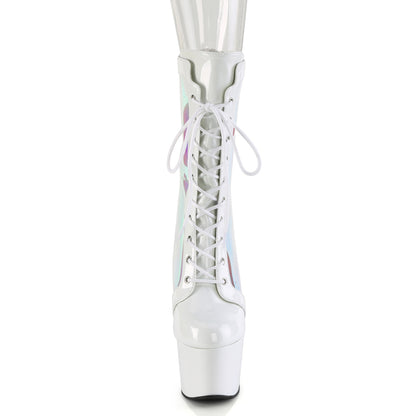 Pleaser Women's Platform Shoes ADORE-1047 Wht Pat-Holo/Wht