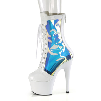 Pleaser Women's Platform Shoes ADORE-1047 Wht Pat-Holo/Wht