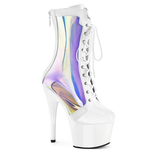 Pleaser Women's Platform Shoes ADORE-1047 Wht Pat-Holo/Wht