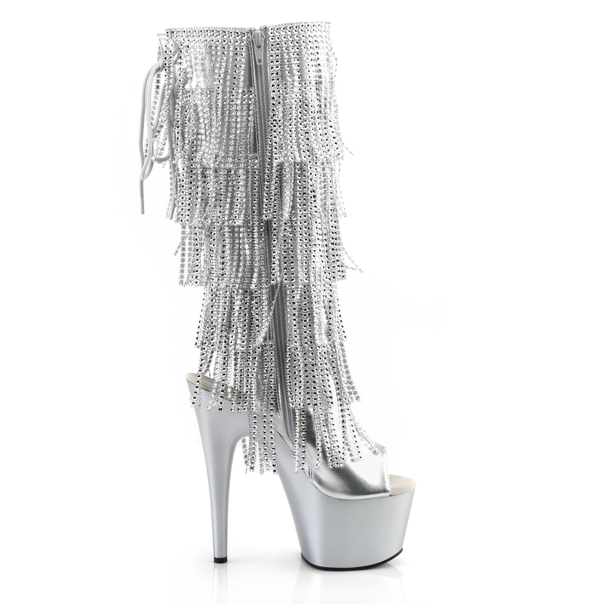 Pleaser Women's Platform Shoes ADORE-2024RSF Slv Metallic Pu/Slv Matte